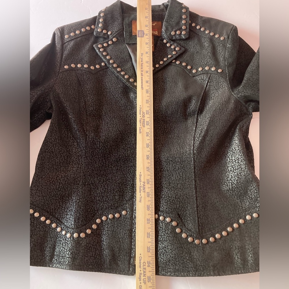 Walls Ranch Vintage womens SZ L Black leather Western style jacket stud accents - Picture 13 of 15